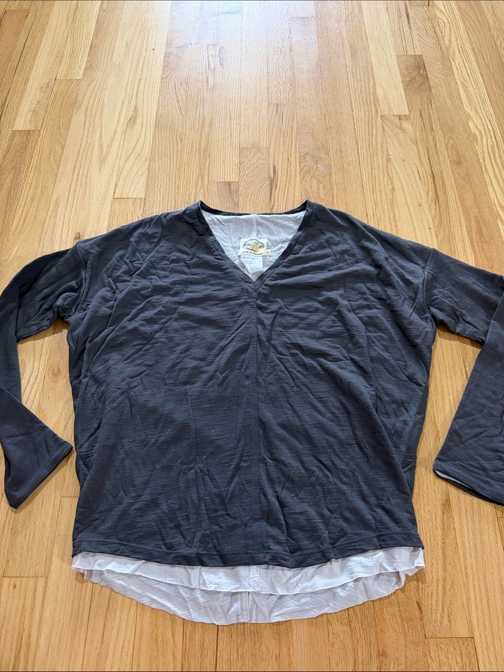 Rambler's Way Grey Layered Rambouillet Wool Long Sleeve Sz S